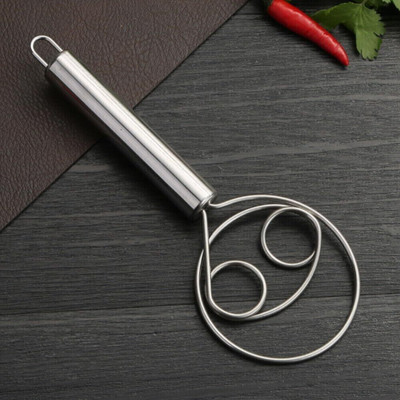 TINSUHG Perfect for Heavy Mixing Hand Danish Dough whisk Baking Atta Maker tools Stainless Steel Flat Whisk