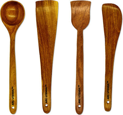 Arc Utensil Arc Utensil Neem Wood Compact Flip/Spatula/Ladle for Cooking Dosa/Roti/Chapati Kitchen Tool Set(Brown, Cooking Spoon, Spatula, Ladle, Slicer)