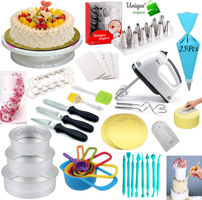 Unique Impex All In One Cake Making Tools Combo 12 in 1 - cake baking set Kitchen Tool Set(Multicolor, Baking Tools, Spatula, Knife, Brush, Whisk)