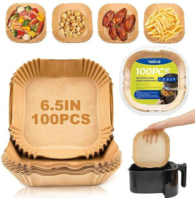 ZORIADA Air Fryer Liners Disposable Square, 100PCS 6.3 INCH Air fryer Liners Airfryer Tray