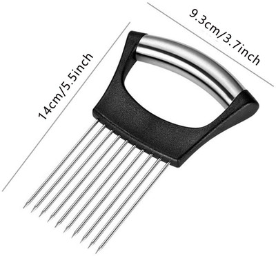NAVI AUTO All-in-one Onion Holder Stainless Steel Onion Fork Tools for Chopping Set of 1 Kitchen Tool Set(Multicolor, Cutter, Slicer)