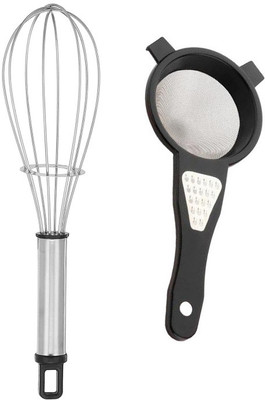 OMORTEX With 2 in 1 Strainer-Grater (Pack of 2) Kitchen Tool Set(Whisk, Strainer)