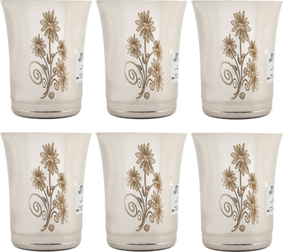 Quickoo (Pack of 6) Bharat B.P.A Pari Glass Laser (Pack of 6) Glass Set Water/Juice Glass(350 ml, Steel, Silver)