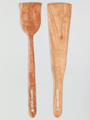 BSKING MART Neem Wooden Spatula Kitchen Tool Set(Reddish Brown, Spatula)