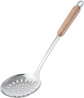 Lucacci Skimmer, 304 Stainless Steel Food Strainer Colander with Wood Handle Kitchen Tool Set(Silver, Skimmer)