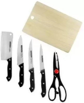 PRITKALA 6 Pc Wood, Plastic, Stainless Steel Knife Set 002 Wooden Chopping Board with Knife Set & Scissor