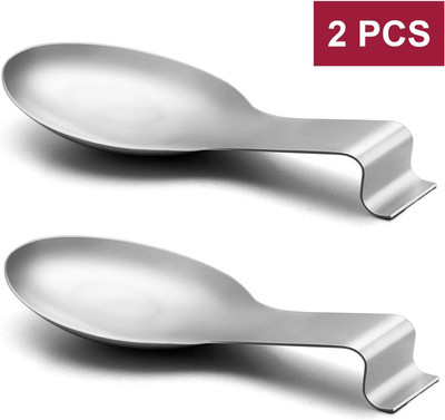 Fanqew Spoon Rest Set of 2 Stainless Steel Spoon Ladle Holder Spatula Disposable Stainless Steel Serving Spoon Set(Pack of 2)