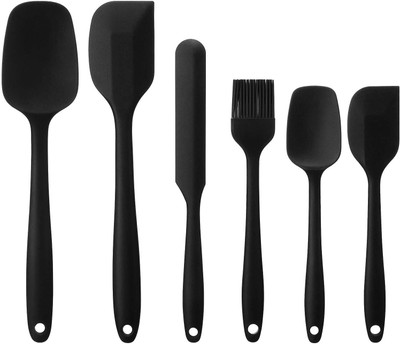 DHARMINSON Silicone Spatula Set for Cooking | Non-Stick Silicone |Core Non Stick Kitchen Tool Set(Black, Spatula)