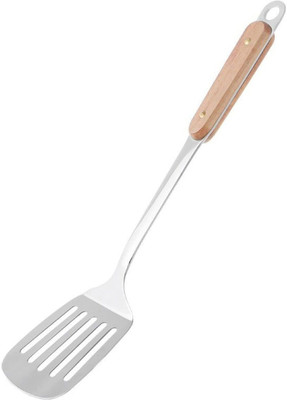 Lucacci Slotted BBQ Turner Spatula for Grilling Scraping Turning Mixing Scrambled Kitchen Tool Set(Silver, Spatula)