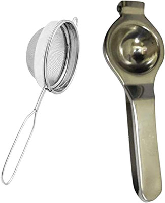 Dynore Stainless steel Tea strainer with lemon squeezer Kitchen Tool Set(Silver, Strainer)