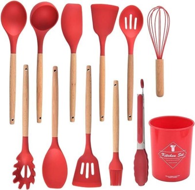 SHOPPOFOBIX Kitchen Tools Spetuala Kitchen Tool Set(Red, Masher, Cooking Spoon, Peeler, Brush, Tong, Whisk, Spatula)