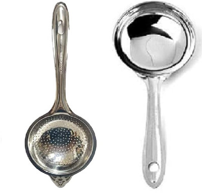Dynore Unique Poha Strainer for Kitchen with Round Dosa Batter Spatula /Dosa Ladle Kitchen Tool Set(Silver, Ladle, Strainer)
