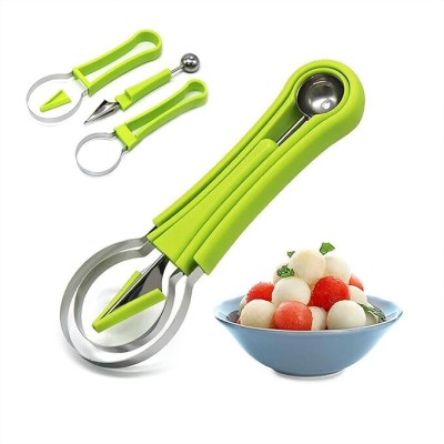 GANESH PROCESSING 4 in 1 Stainless Steel Fruit Scooper Seed Remover Cutter Shape Kitchen Tool Set(Scooper)