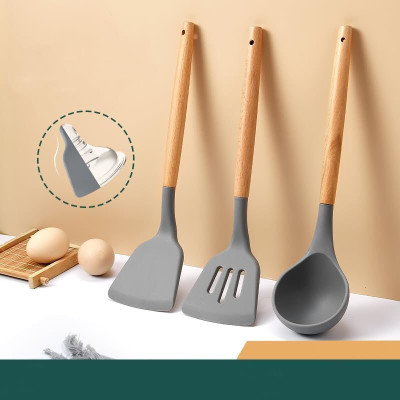 DEALZONE Silicon Spatula for Kitchen | Non-Stick | Cooking Spatulas with Wooden Handle Wooden Spatula(Pack of 1)