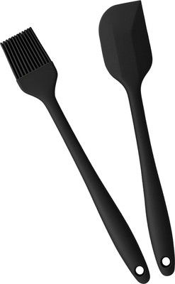 Frenchware Curve Pro Oil Brush & Spatula for Baking & Mixing, Food-Grade & BPA-Free, Kitchen Tool Set(Black, Spatula)