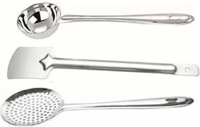 FuerDanni Good Quality Stainless Steel Pack Of 3 Spatula Skimmer Ladle Kitchen Tool Set(Silver, Ladle, Spatula, Skimmer)