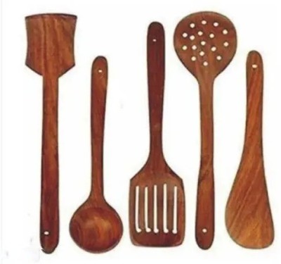 AAANS HANDICRAFTS Handmade Wooden Spatula Set For Kitchen Cooking And Serving Spoon Kitchen Tool Set(Brown, Ladle, Spatula, Cooking Spoon)