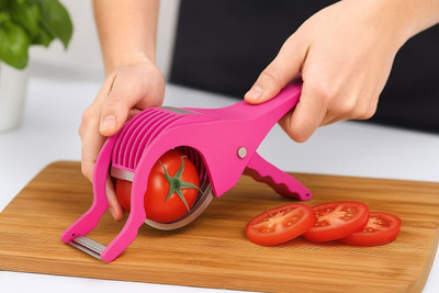 Vasundhara Plastic Vegetable Cutter with Peeler Kitchen Tool Set(Pink, Cutter)