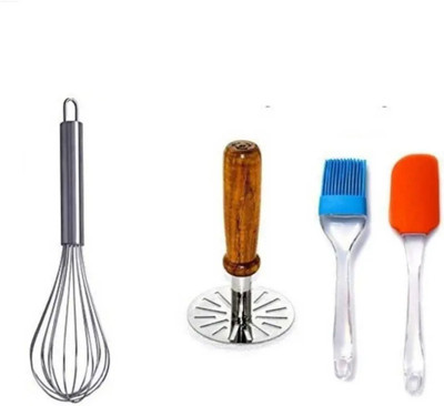 ProGirl Steel Whisker and Spatula and Brush Kitchen Tools Set Multicolor Kitchen Tool Kitchen Tool Set(Multicolor, Masher, Brush, Spatula)
