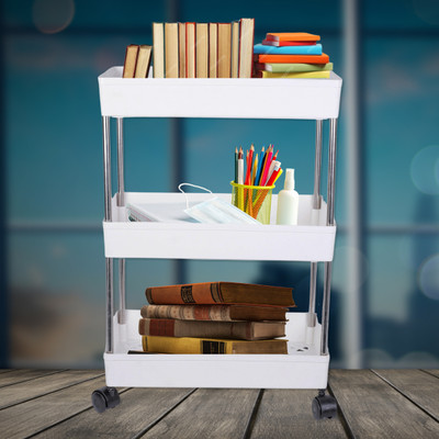 Pulsbery 3 LAYER WHITE Plastic Kitchen Trolley(DIY(Do-It-Yourself))