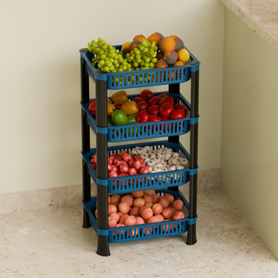 Marmik 4 Tier Multi-Purpose Vegetable Stand, Storage Solution rack for Home, Office Plastic Kitchen Trolley(DIY(Do-It-Yourself))