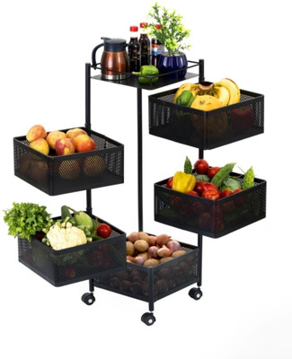 ADMIN INDUSTRIES Multilayer Shelf Movable and Rotatable Five Layer|kitchen accessories | Steel Kitchen Trolley(Pre-assembled)
