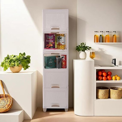 MECHON 5 Compartments PLASTIC CABINET(White)