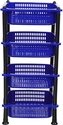 DM PLUS Multi-Purpose Plastic Storage Organizer 4-Layer Rack Kitchen & Office Plastic Kitchen Trolley(DIY(Do-It-Yourself))