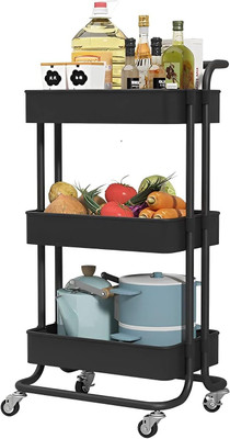 lukzer Lukzer 3 Tier Utility Rolling Cart with Wheels Multifunctional Trolley Plastic Kitchen Trolley(DIY(Do-It-Yourself))