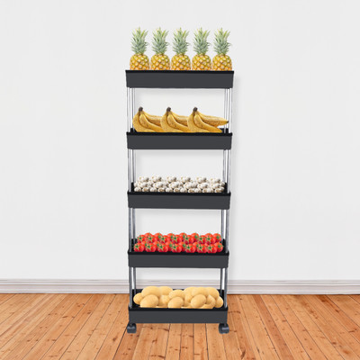 Pulsbery 5 layer black Plastic Kitchen Trolley(DIY(Do-It-Yourself))