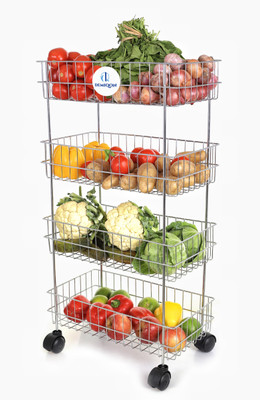 DEMIQON Stainless Steel Fruit and Vegetable Storage Rack Multipurpose Baskets Kitchen Stainless Steel Kitchen Trolley(DIY(Do-It-Yourself))