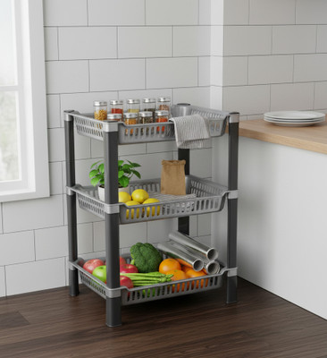 Umax Multipurpose Storage Rack Organizer, Plastic Shelf Stand for Kitchen, Office Plastic Kitchen Trolley(DIY(Do-It-Yourself))