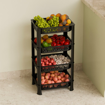 Marmik 4 Tier Multi-Purpose Vegetable Stand, Storage Solution rack for Home, Office Plastic Kitchen Trolley(DIY(Do-It-Yourself))