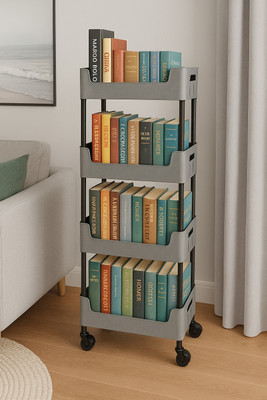 VM BOND Multi-Purpose Plastic Storage Organizer 4-Tier Rack with Wheel Bathroom & Office Plastic Kitchen Trolley(DIY(Do-It-Yourself))