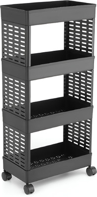 HOMANTA Multi-Purpose 4-Tier Storage Plastic Kitchen Trolley(Pre-assembled)