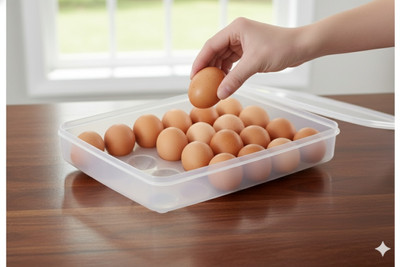 MAXTID Plate Kitchen Rack Plastic 24 Grid Egg Box Food Safe Plastic Fridge Organizer