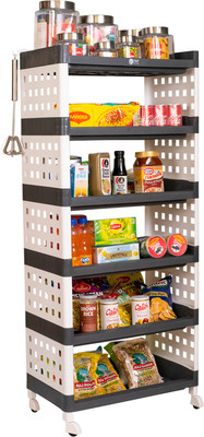 Trendy 6 Tier Multi-Purpose Storage Organizer Rack for Home with Wheels Plastic Kitchen Trolley(DIY(Do-It-Yourself))
