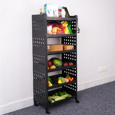 ADA 6-Tier Multipurpose Storage Shelf Rack with Wheels | Storage Organizer Cart Plastic Kitchen Trolley(DIY(Do-It-Yourself))