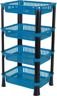 voxsara Fruits/Vegetables Kitchen Rack Plastic Kitchen Rack Plastic 4 Shelf Multipurpose plastic Office Basket