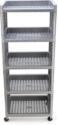 PeakBazaar PeakBazaar 5 shelf Multipurpose Trolley Storage organizer with wheels Plastic Kitchen Trolley(DIY(Do-It-Yourself))