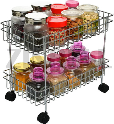 Glorex fruit and vegetable onion and potato sabji stand basket trolley Steel Kitchen Trolley(Pre-assembled)