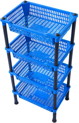 DM PLUS Multi-Purpose Plastic Storage Organizer 4-Layer Rack Kitchen & Office Plastic Kitchen Trolley(DIY(Do-It-Yourself))