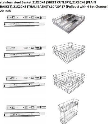 Sanjari Basket21X20X4Sheet Cutlery21X20X6Plain Basket21X20X8Thali Basket 10X20X17Pullout Stainless Steel Kitchen Trolley(Pre-assembled)