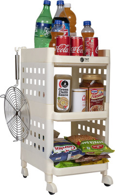 TNT Fizzy 4 Tier Multi-Purpose Plastic Storage Organizer Rack for with Wheels-IVORY Plastic Kitchen Trolley(DIY(Do-It-Yourself))