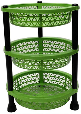 Collectrio Kitchen Rack Basket for Office Use Fruits and Vegetable (Plastic, Multicolor) Plastic Kitchen Trolley(DIY(Do-It-Yourself))