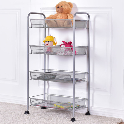 ProGrade 4-Tier Rolling Storage Cart with Mesh Baskets and Locking Wheels Iron Kitchen Trolley(DIY(Do-It-Yourself))