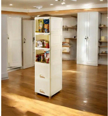 MAXTID 5 Layer White Compartments Storage Organizer Home/Parlour and Storage Solution Plastic Kitchen Trolley(DIY(Do-It-Yourself))