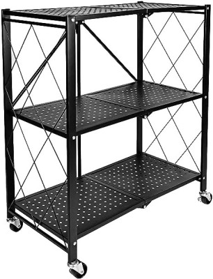 Gitesh Metal Kitchen Rolling Microwave Table on Wheels Foldable Rolling Storage Table Steel Kitchen Trolley(DIY(Do-It-Yourself))