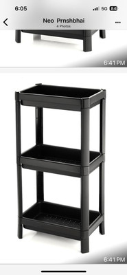 EASKY 3 Layer Foldable Multipurpose Rack Plastic Kitchen Trolley(DIY(Do-It-Yourself))