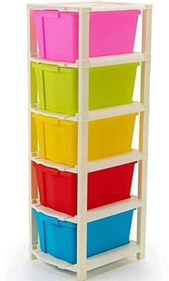 MAXTID Containers Kitchen Rack Plastic 5 Layer Multi-Purpose Modular Drawer Storage for Home Plastic Free Standing